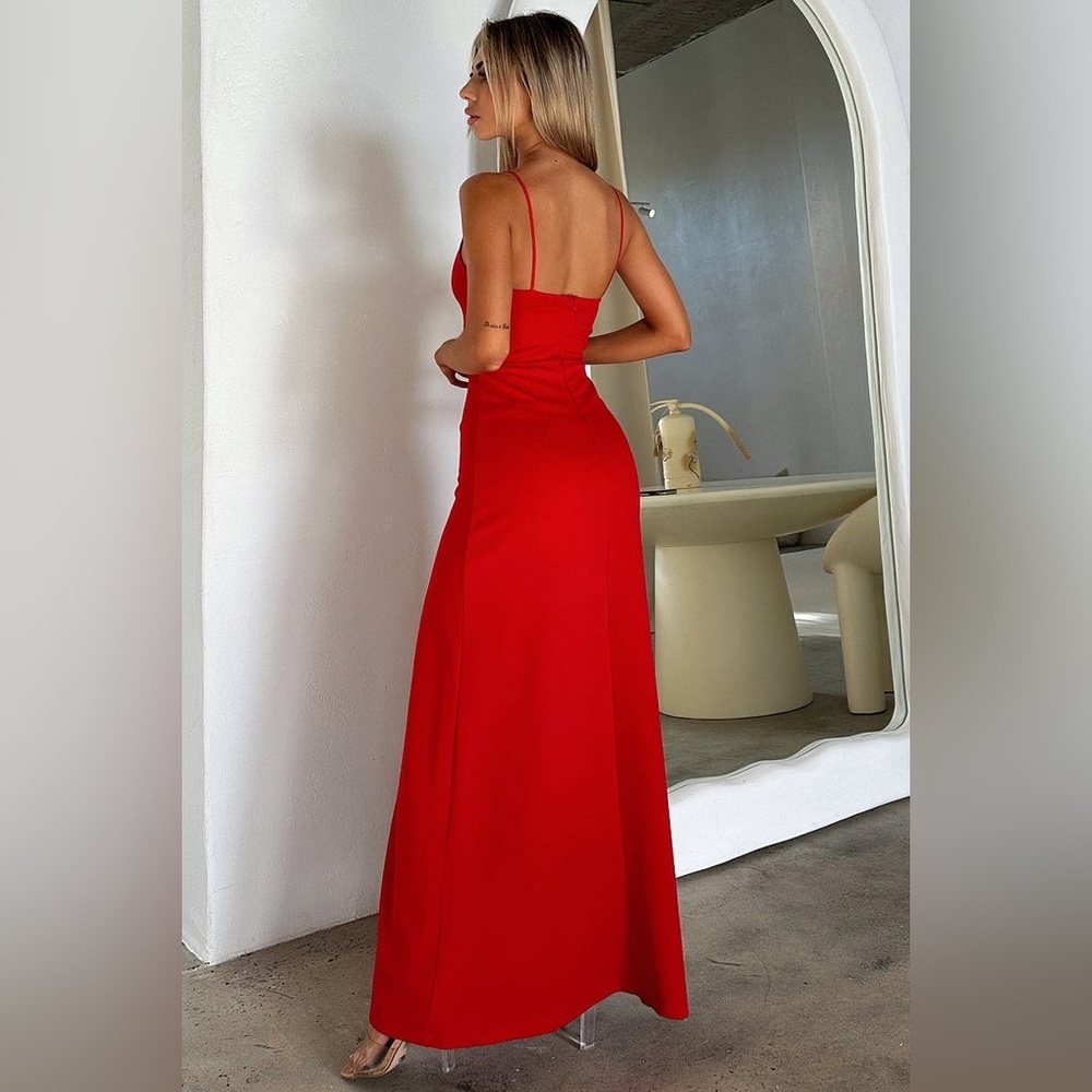 THATS SO FETCH Kira Maxi Dress Red Asymmetrical Neckline NWT 0 - Picture 2 of 9